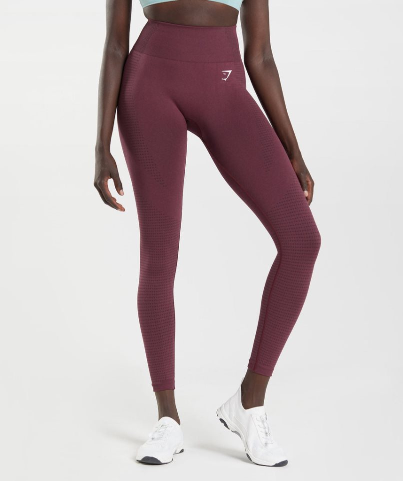 Women\'s Gymshark Vital Seamless 2.0 Leggings Burgundy | CA 18360N